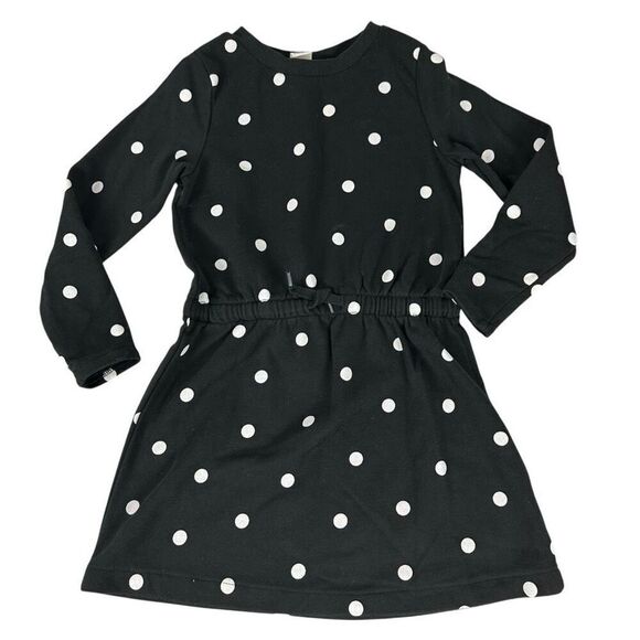 H&M Girls Polka Dot Drawstring Dress size 4-6 Black - Picture 2 of 5